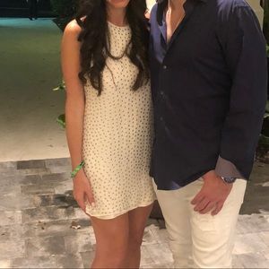 Alice and Olivia White Sequin Mini Halter Dress